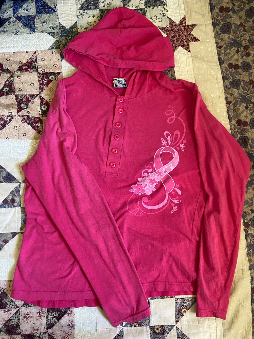 2000’s Hot Pink Button Front Hooded Sweatshirt